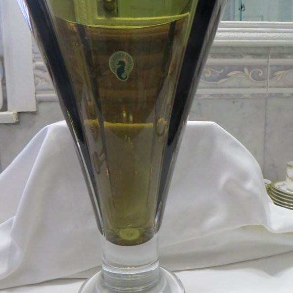 Waterford Olive Green 13  Inch Vase New  In Box - Picture 5 of 8